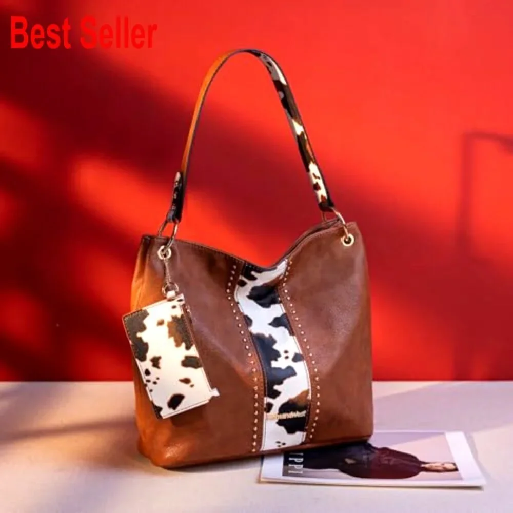 Faux Leather Hobo Bag with Back Zipper Pocket and Coin Wallet